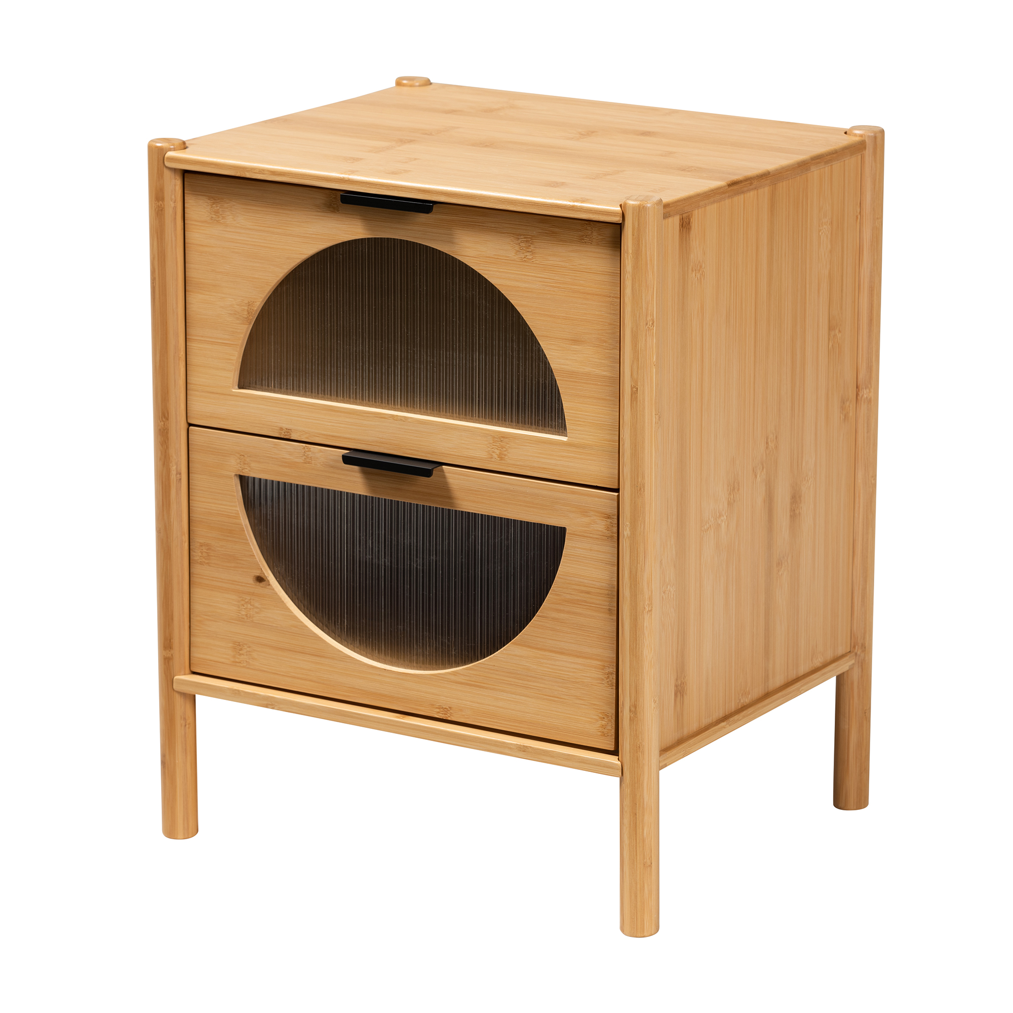 Baxton Studio Naresh Mid-Century Modern Transitional Natural Brown Bamboo Wood 2-Drawer End Table